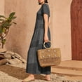 thumbnail image 4 of Tauxra Robe Maxi pour Femmes Coupe Ample à Étages, Robe d'Été de Plage à Blocs de Couleur à Manches Courtes, Longue Robe Décontractée à Col Rond, 4 of 5