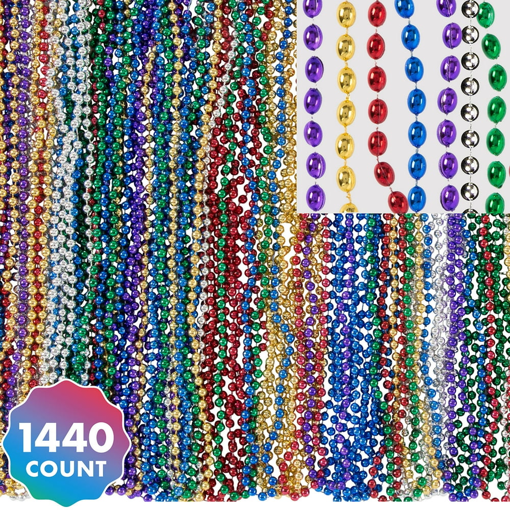 Party City Mardi Gras Bead Kit, 30" Long Necklaces, Includes Purple