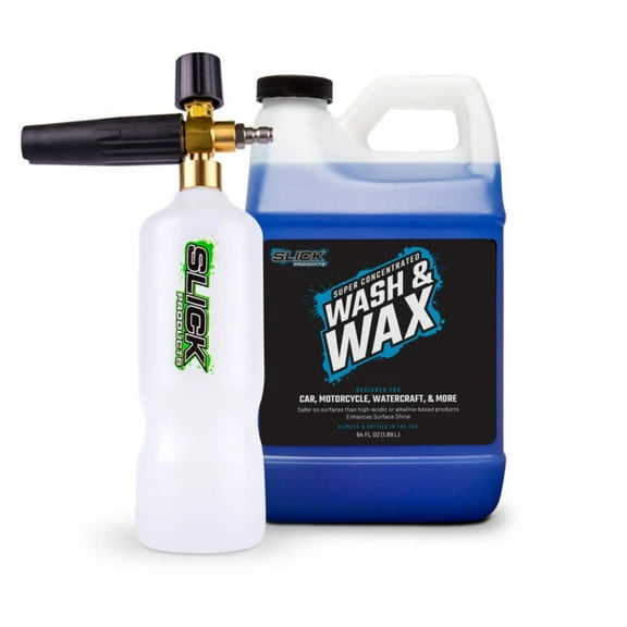 Slick Products 64 Oz Wax & Wash Foam Sprayer Cannon Concentrated Cleaner Bundle
