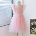 thumbnail image 5 of CAICJ98 Toddler Girls Vintage Party Dress Ruffled Sleeve A-Line Tulle Flower Girl Dresses for Wedding Birthday Pink,3-4 Years, 5 of 5