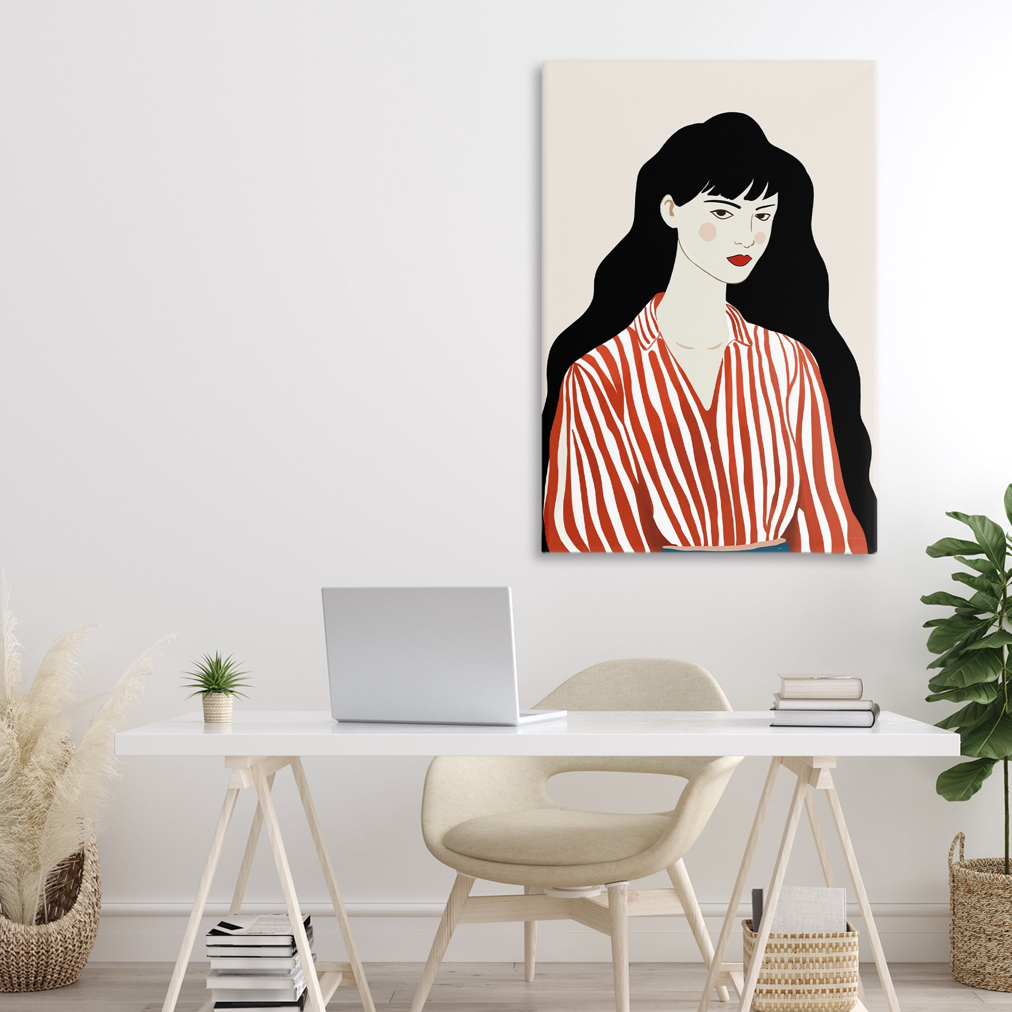 Stupell Industries Woman in Striped Blouse Canvas Wall Art, design by Omar Escalante