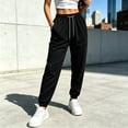thumbnail image 2 of GZMOALH Women's Waffle Knit Jogger Pants, Elastic Waist with Side Pockets and Tapered Cuffs for Casual Daily Wear, 2 of 6