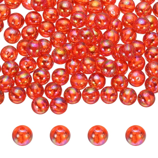 200 Piezas de Perlas Acrílicas Redondas, Perlas Espaciadoras Lindas de 10 mm para Manualidades de DIY, Fabricación de Joyería, Pulseras, Aretes, Collares, Rojo Transparente