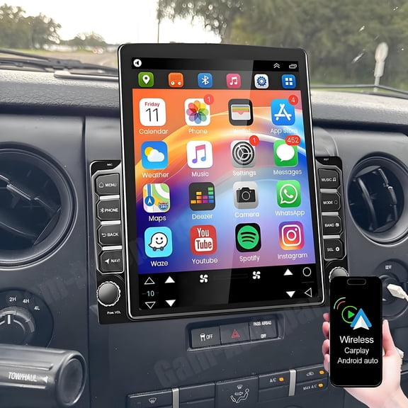 Eforcase Car Stereo Radio for Ford F-150 2013 2014 Support Wireless Carplay Android Auto, 9.7 Inch Touchscreen Bluetooth RDS FM AM DSP WiFi GPS Navi with Backup Camera