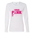 thumbnail image 2 of Wild Bobby I Wear Pink for My Friends Survivor Awareness Breast Cancer Awareness Women Graphic Long Sleeve T-Shirt, White, Medium, 2 of 6