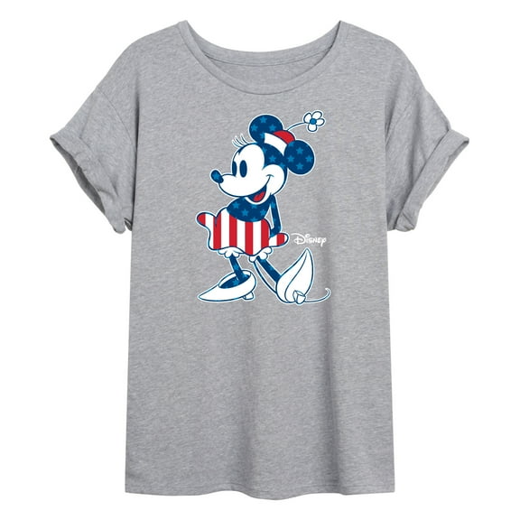 Disney - Americana - Minnie Flag Pattern - Women's Oversized T-Shirt