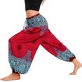 thumbnail image 4 of SWSMCLT Women's Boho Pants Harem Beach Baggy Trousers Print Bloomer Yoga Hippie Drawstring Elastic Waist Aladdin Indian Thai Bohemian Cinch Bottom Patterned3 One Size, 4 of 5