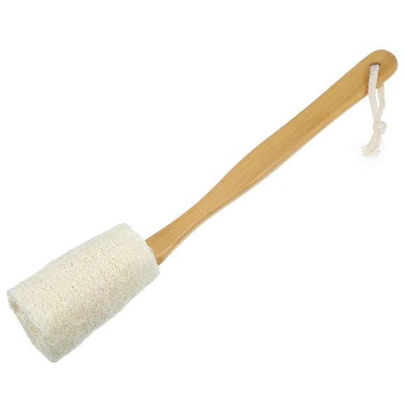 Vocoste 1 Pcs Wood Bath Brush Back Scrubber 3.9 Inches Brown Beige with Long Handle