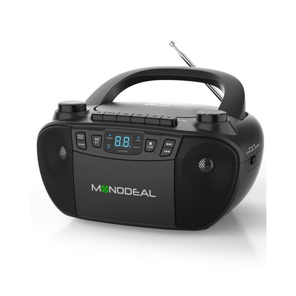 Combo de reproductor de CD y casetes Boombox MONODEAL con Bluetooth