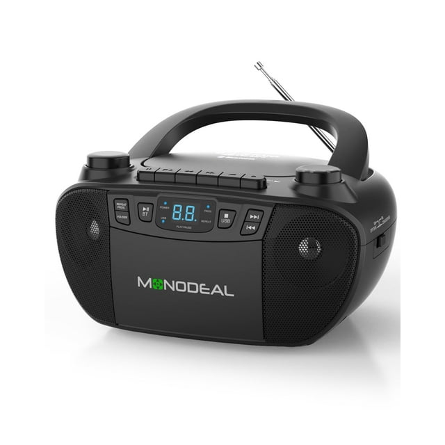 Combo de reproductor de CD y casetes Boombox MONODEAL con Bluetooth