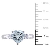 Everly Womens Created Sapphire and Created Aquamarine Sterling Silver Ring