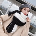 thumbnail image 2 of Womens Scarf Lined Knit Wraps Soft Knitted Scarf Cold Weather Long Scarvesthick Warm Long Shawl Women's Fashion Scarves Black One Size, 2 of 9