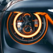 2X 7 INCH Round LED Headlights Halo Angle Eye For Jeep Wrangler JK LJ TJ CJ