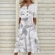 thumbnail image 1 of ICHUANYI Clearance Women's Summer Casual V-Neck Short Sleeve Printed With Pocket Dresses(Gray, XXL) ICHUANYI WER2023080904520, 1 of 5
