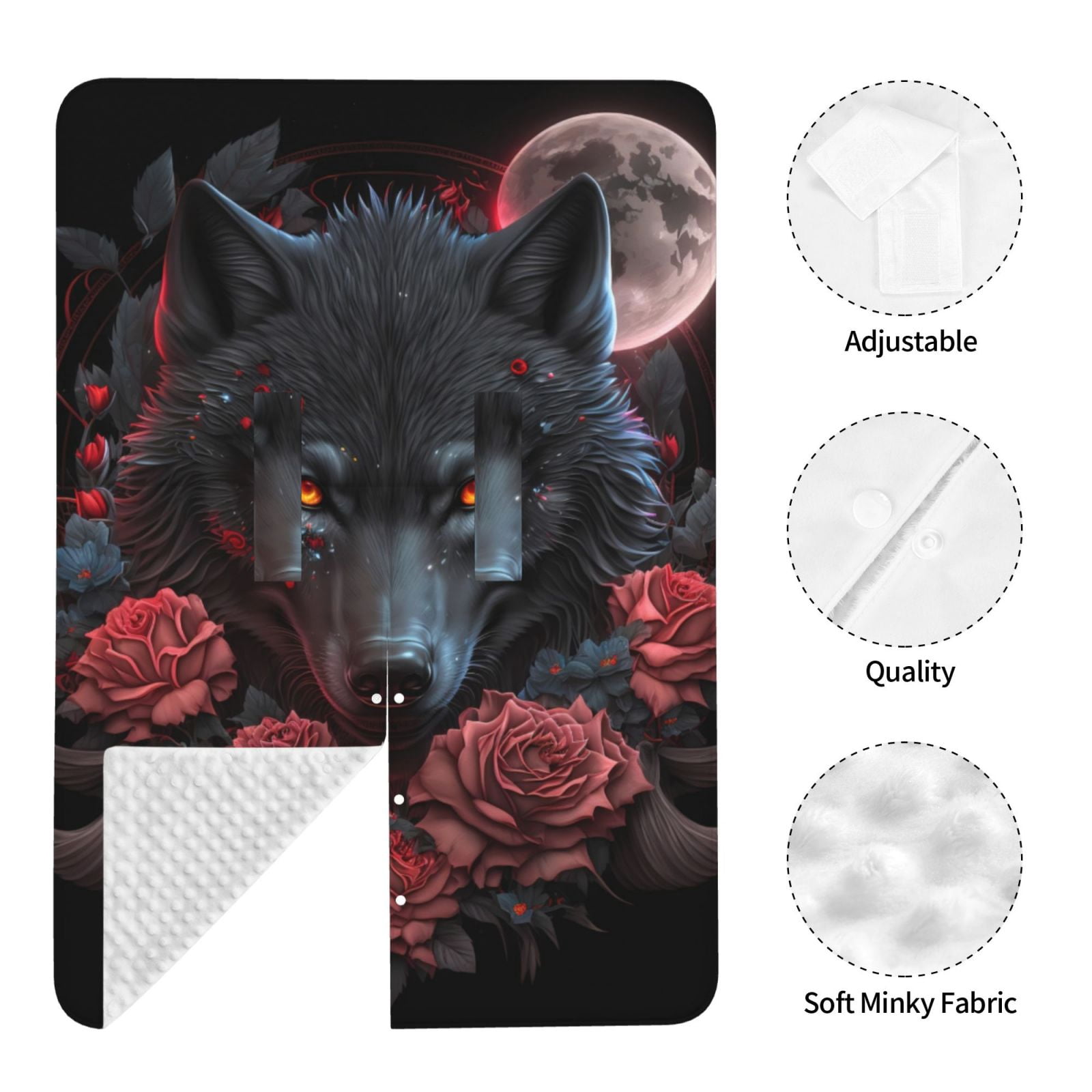 Naloa Rose Full Moon Black Wolf Baby Car Seat Cover, Breathable Baby Carrier Cover, Multiuse Baby Carrier Cover & Nursing Breastfeeding Cover