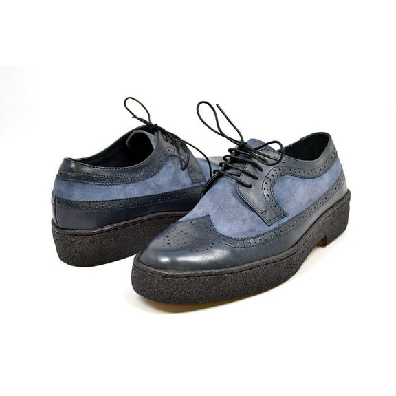 British Collection Two Tone Wingtip Low Cut Navy Combo Shoes