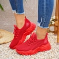 thumbnail image 3 of Women's Platform Running Shoes Breathable Lace Up Tennis Shoes Lightweight Non Slip Mesh Slip on Sneakers Red Size 9.5, 3 of 5