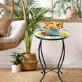 thumbnail image 2 of Patio Side Table Outdoor Accent Table Bistro Coffee Table Plant End Table Small Porch Table Indoor Round Glass Balcony Plant Table Stands Sunflower, 2 of 7