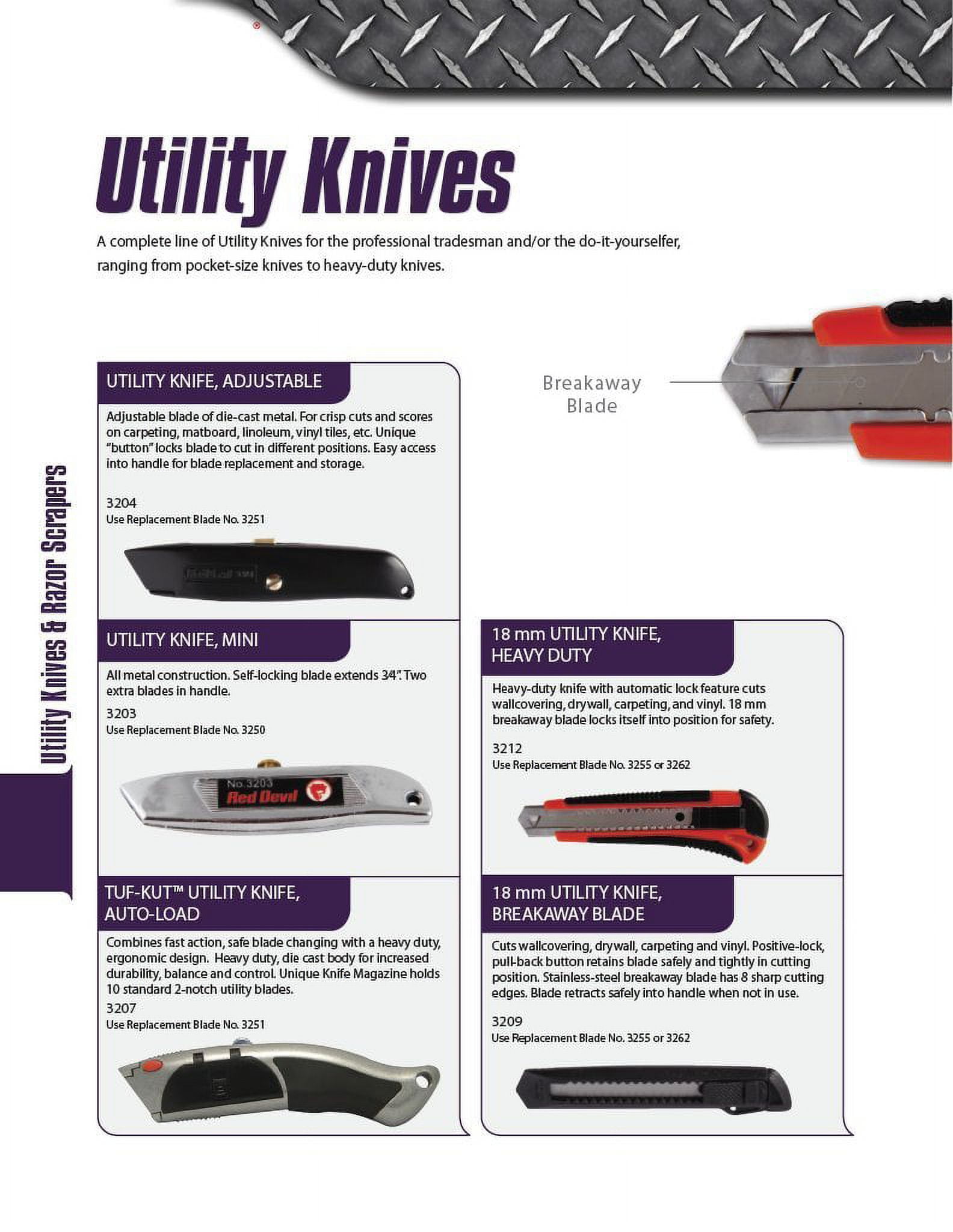 Red Devil 630-3210 9mm Breakaway Blade Utility Knife with 12 Edges