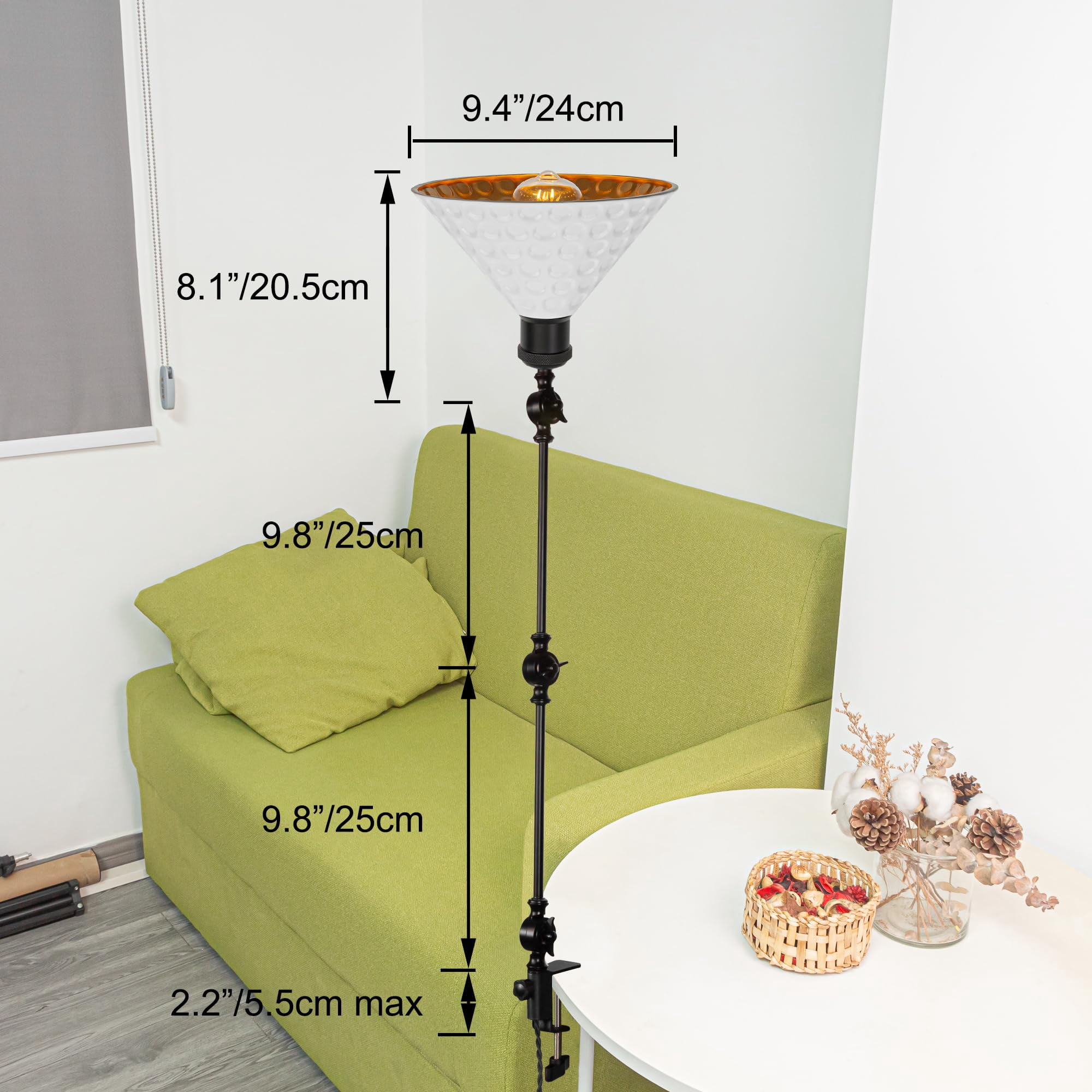 Kiven Dimmable Clip-on Desk Lamp, 1-Light White Farmhouse Nightstand Lamp with Flexible Swing Arm, Remote Control, Decorative Clamp Lamp for Office Bookshelf Cabine DZTB2776