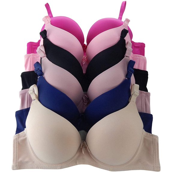 6 Pieces Gift ADD 1 Cup Full Cup Demi Wired Double Pushup Push Up Bra B/C (38B)