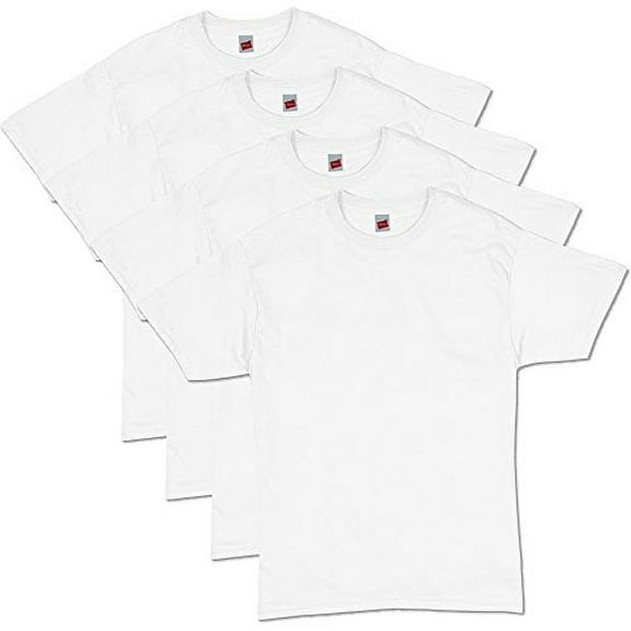 Hanes HEAVYWEIGHT 5.2 oz Short Sleeve T-shirt (Pack of 4) 4 White