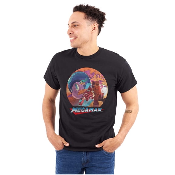 Retro Mega Man Rockman Video Game Men's Graphic T Shirt Tees Brisco Brands S