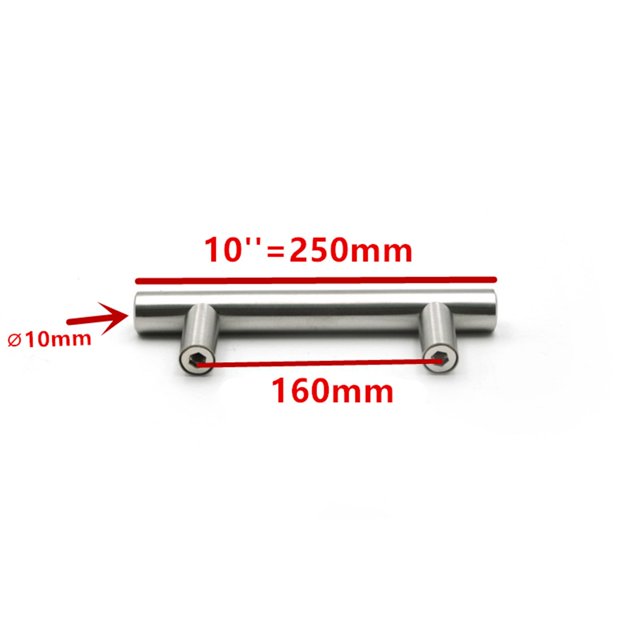 Luckyn 10 inches Stainless Steel Silver T-type Drawer Cabinet Wardrobe Door Pull Handl