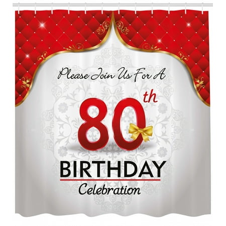 80th Birthday Decorations Shower Curtain Party Invitation With Abstract Flora Backdrop Fabric Bathroom Set Hooks 69w X 70l Inches 80th Birthday Decorations Shower Curtain Party Invitation With Abstract Flora Backdrop Fabric Bathroom Set Hooks 69w X 70l Inches