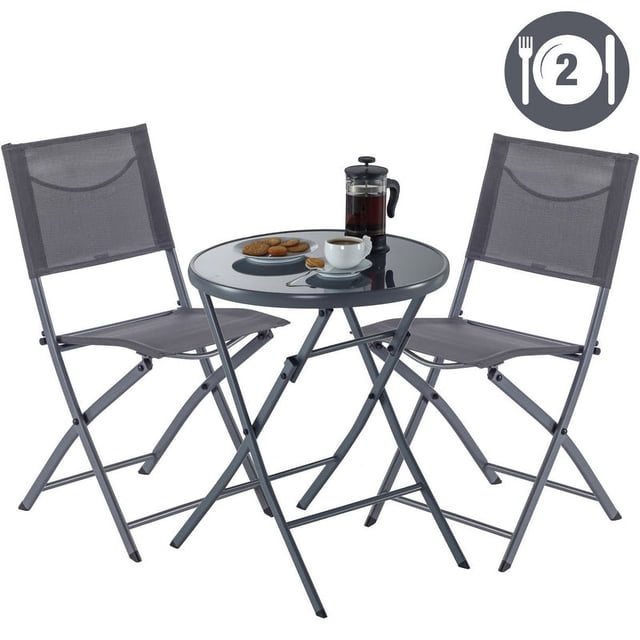 Mesa con 2 Sillas Plegables Para Jardín Terraza NATERIAL EMYS
