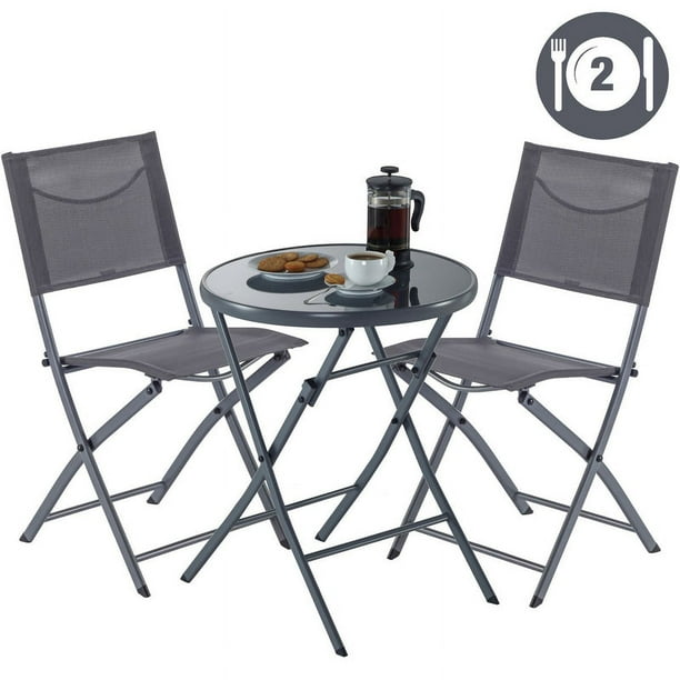 Mesa con 2 Sillas Plegables Para Jardín Terraza NATERIAL EMYS