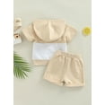 thumbnail image 4 of Gureui Toddler Infant Baby Boys Summer Hooded Short Sleeve Tops + Shorts, Color Matching Casual 2Pcs Clothes Set, 4 of 8