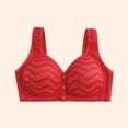 thumbnail image 4 of Wang6 Womens Button Front Closure Bras Seamless Wireless Push up Everyday Bra Full Coverage Padded Bras Wave Printed T-Shirt Bralettes Red S, 4 of 6