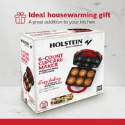 Holstein Housewares Non-Stick Cupcake Maker, Red - Makes 6 Full Size Cupcakes, Muffins, Cinnamon Buns - Birthdays, Holidays, and More, 800W