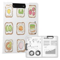 FORMRS A4 Clipboard Folder with Pen Holder Horizontal Foldable School Office Binder, Toasts Pattern