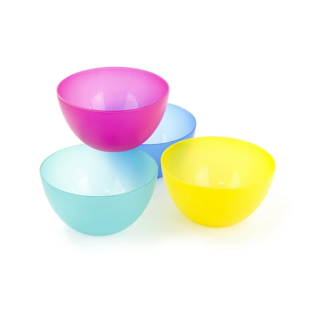4 Pc Multi Colored Plastic Bowls Reusable BPAFree Cereal Fruit or