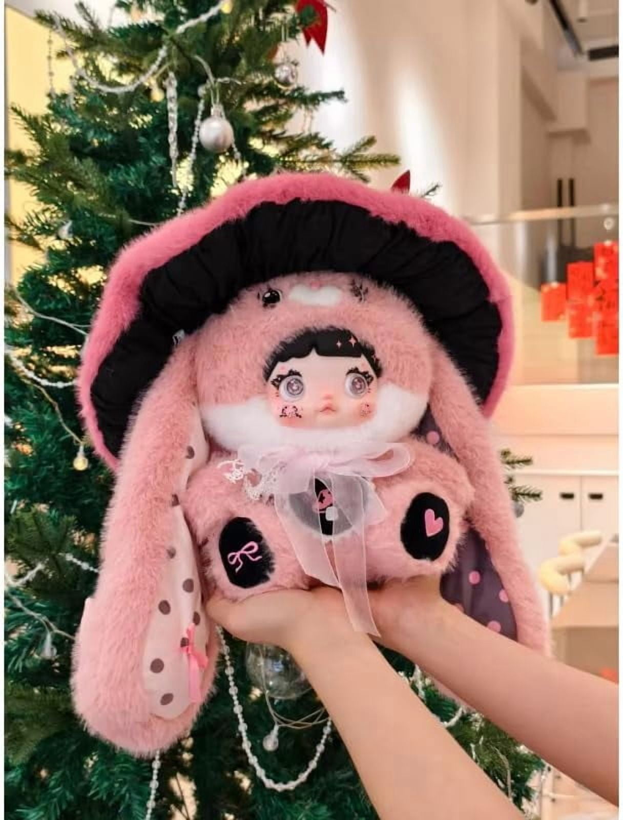 Nommi Mushroom Hat Series Plush Blind Box, 400% Big Nommi Bunny Mushroom Cap Series Kawaii Nommi Rabbit Plushie Toys Figure Doll, Cute Xmas Collectible Toy Birthday Gift for Girls(1PC Caprielle)