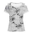 thumbnail image 4 of cocolona Womens Summer Cold Shoulder Tops 2025 V Neck Short Sleeve Floral Print T-shirts Fashion Casual Loose Blouse Shirts, 4 of 5