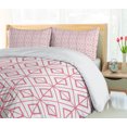 thumbnail image 5 of Ambesonne Pink Duvet Cover Sets, Vintage Triangles, 2-Queen, Pink and White, 5 of 7
