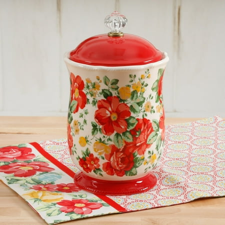 The Pioneer Woman Vintage Floral 10-Inches Canister w/Acrylic Knob