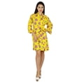 thumbnail image 3 of Bimba Women Short Cotton Floral Robe Getting Ready Bridesmaid Coverup Gift - Yellow, 3 of 8