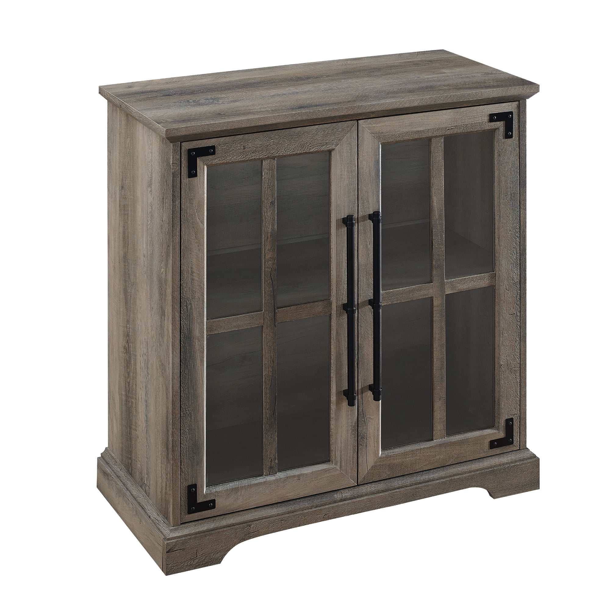 Manor Park Farmhouse Glass Door Accent Cabinet, Grey Wash