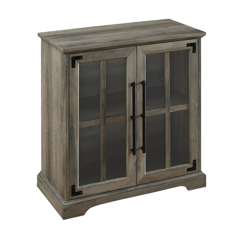 Manor park farmhouse grey wash outlet barn door accent cabinet