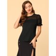 thumbnail image 3 of INSPIRE CHIC Women's Round Neck Lace Keyhole Back Puff Short Sleeve Tops, 3 of 6