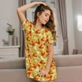 thumbnail image 6 of Bixox Beer And Crawfish Pattern Women's Nightgown, Soft & Breathable Sleepwear, Round Neck Knee-Length Pajama Dress,Loungewear for Home & Sleep, 6 of 7
