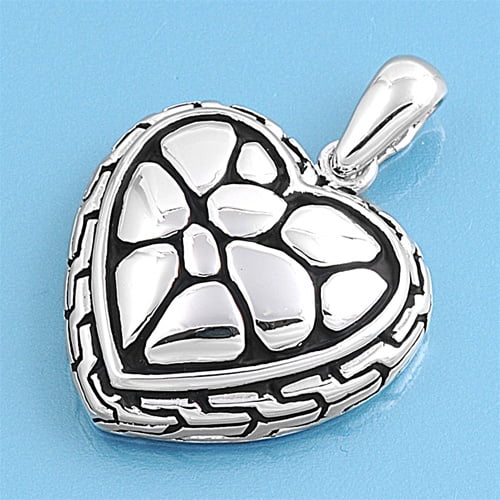 Op Art Heart Pendant Sterling Silver