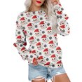 thumbnail image 6 of Women's Casual Long Sleeve Round Neck Sweatshirt Fit Pleated Top with Christmas Print for Fashionable Holiday Outfits and Comfortable Wear,Watermelon Red,2XL, 6 of 6