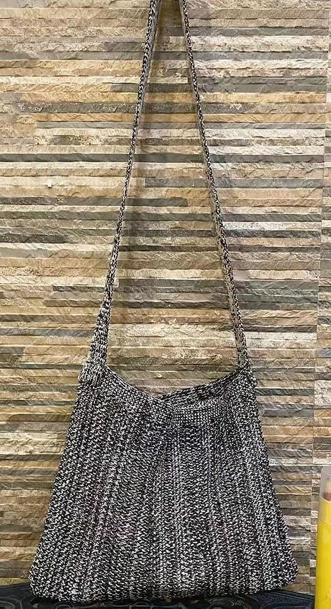 Kukuzhu Crochet Shoulder Bag Women Storage Knitting Crossbody Bag Woven Bag Simple Color Hollow Design Knitted Purse