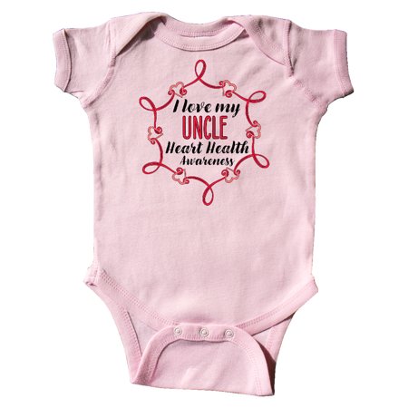 

Inktastic I Love My Uncle Heart Health Awareness Gift Baby Boy or Baby Girl Bodysuit