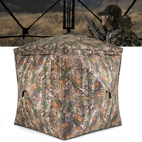 Costway 270° See Through Hunting Blind Tent, 2-3 Person Pop-Up Ground Blind with Windows